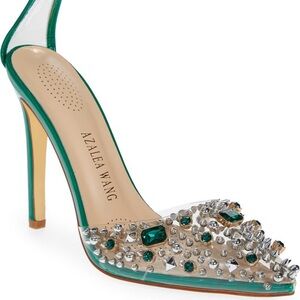 Azalea Wang Popstar Emerald Diamante heels Size 7.5